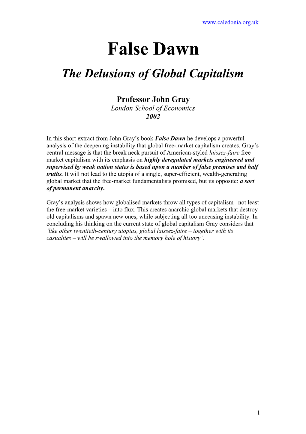 The Delusions of Global Capitalism