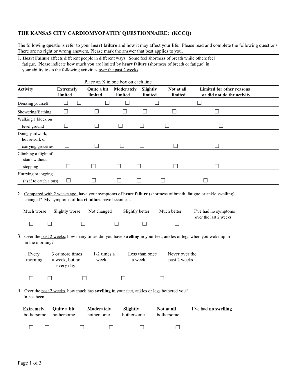 The Kansas City Cardiomyopathy Questionnaire: (Kccq)
