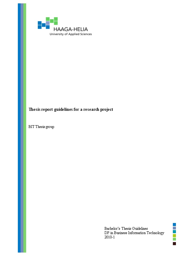 Thesis Report Guidelines for a Research Project