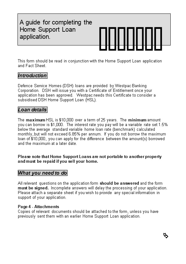 This Form Should Be Read in Conjunction with the Home Support Loan Application and Fact Sheet