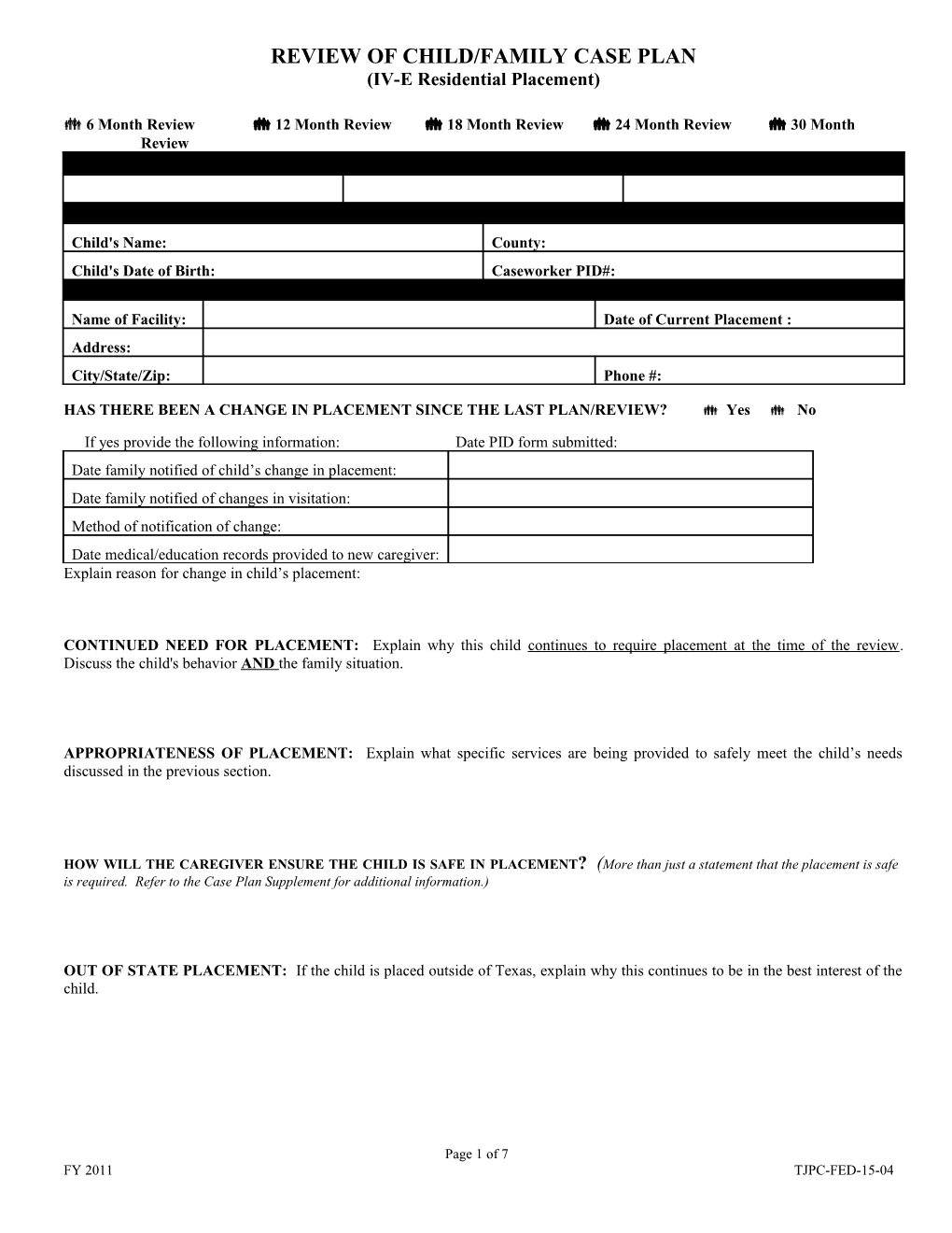 TJPC-FED-15-04 Review of Child / Family Case Plan