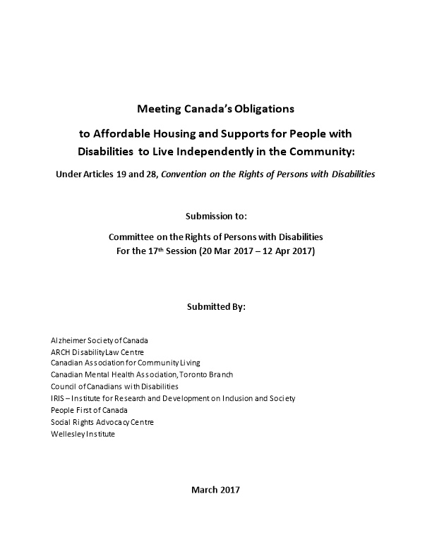 Under Articles 19 and 28, Convention on the Rights of Persons with Disabilities