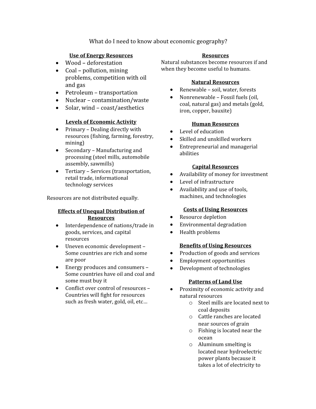 What Do I Need to Know About Economic Geography?