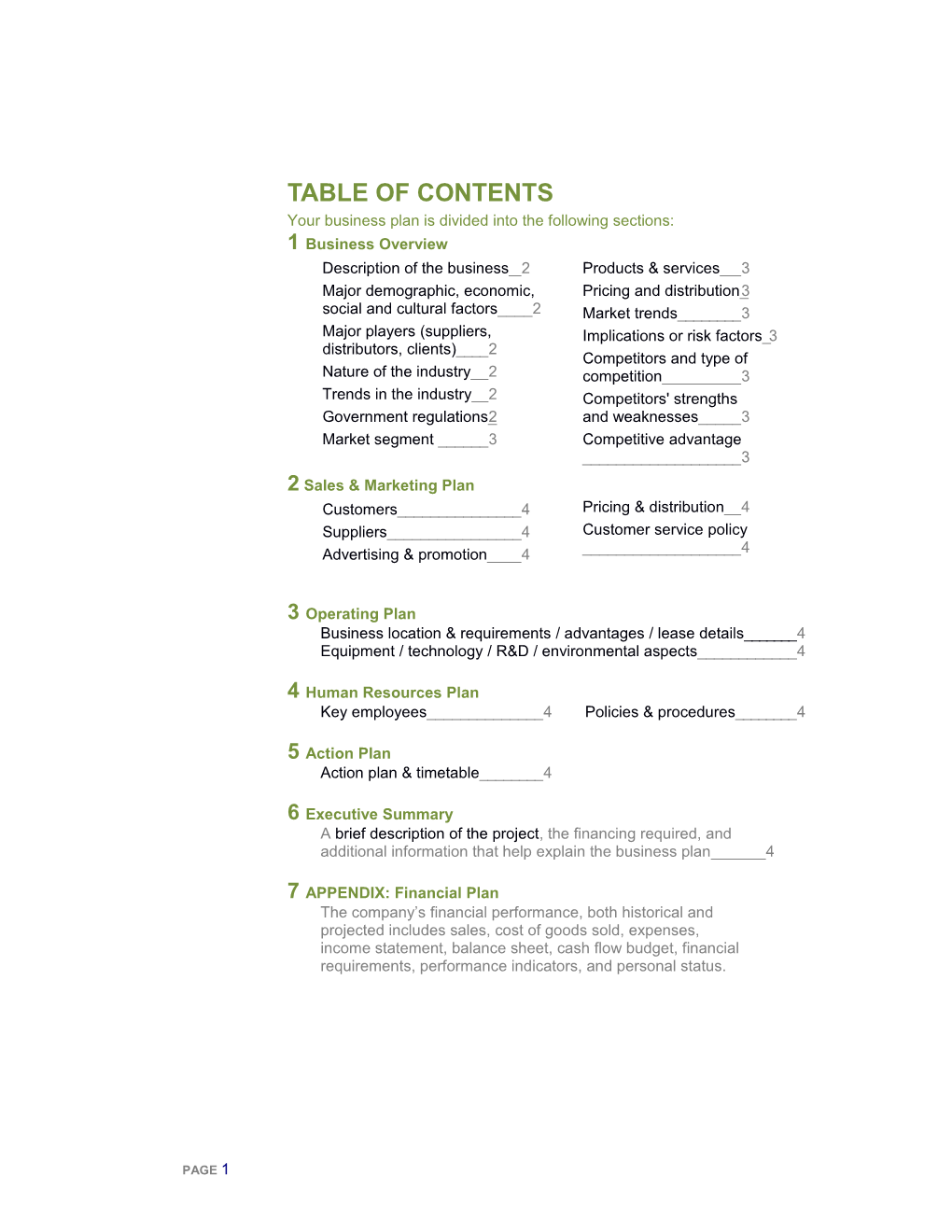 Your Business Plan Is Divided Into the Following Sections - DocsLib